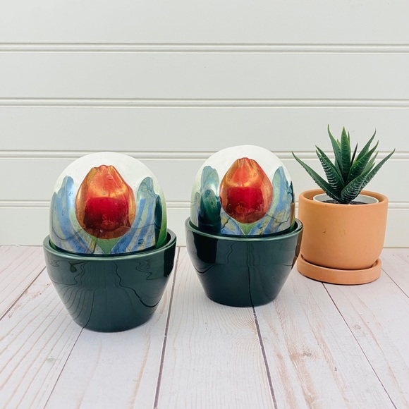 Helja Liukko-Sundstrom Arabia Ikikukka Red Tulip Trinket Box Jar Vintage Finland - Picture 1 of 11